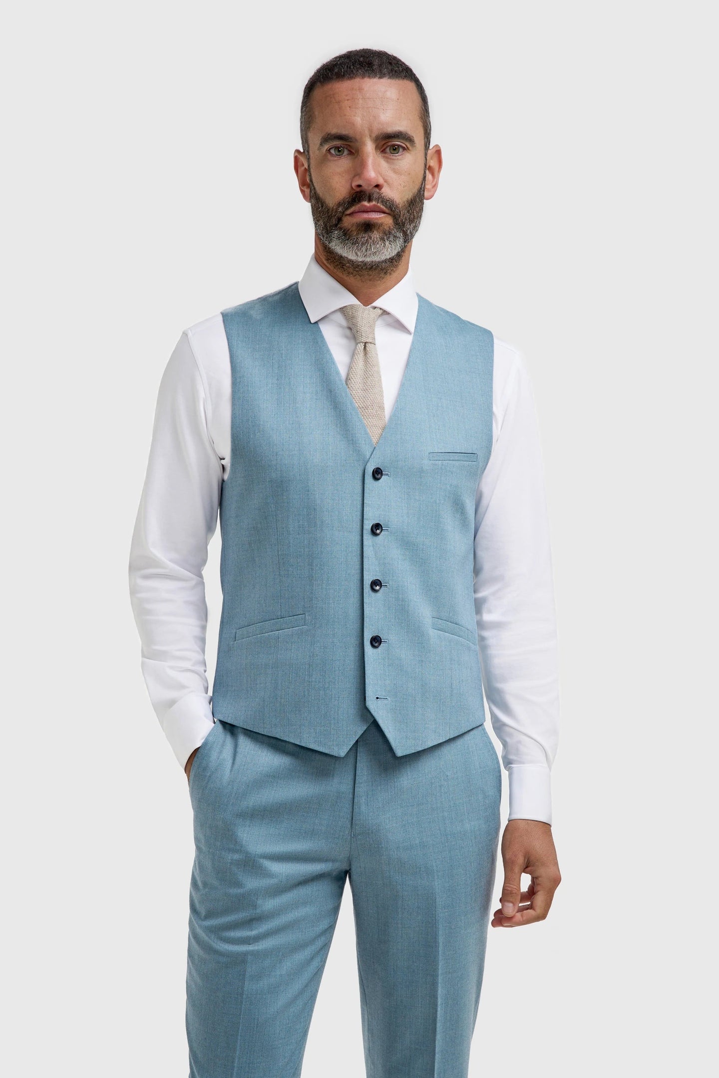James - Colete masculino texturizado azul claro