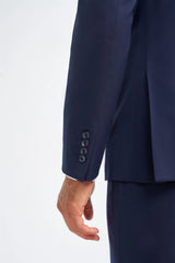 James - Blazer masculino azul-marinho de lã com corte ajustado