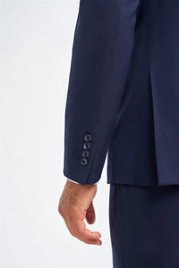 James - Blazer masculino azul-marinho de lã com corte ajustado