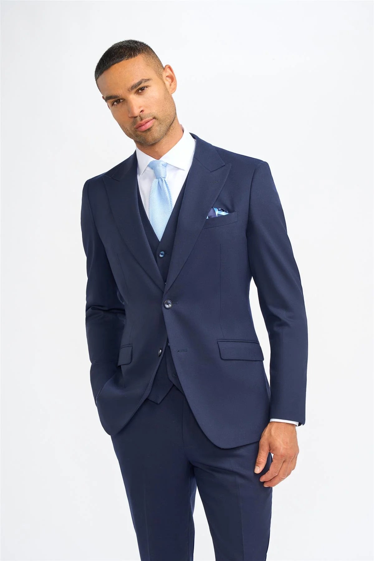 James - Blazer masculino azul-marinho de lã com corte ajustado