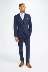 James - Blazer masculino azul-marinho de lã com corte ajustado
