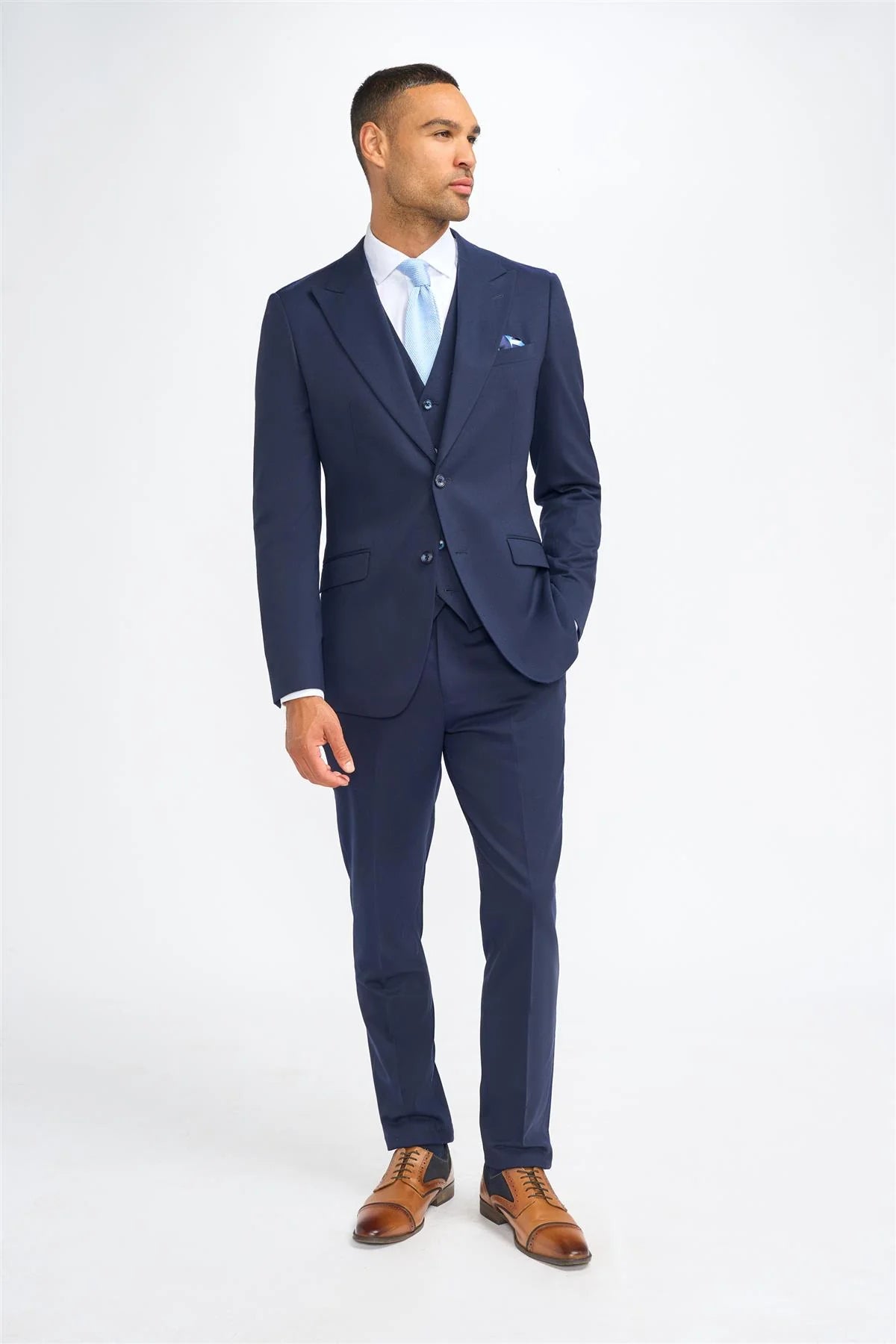 James - Blazer masculino azul-marinho de lã com corte ajustado