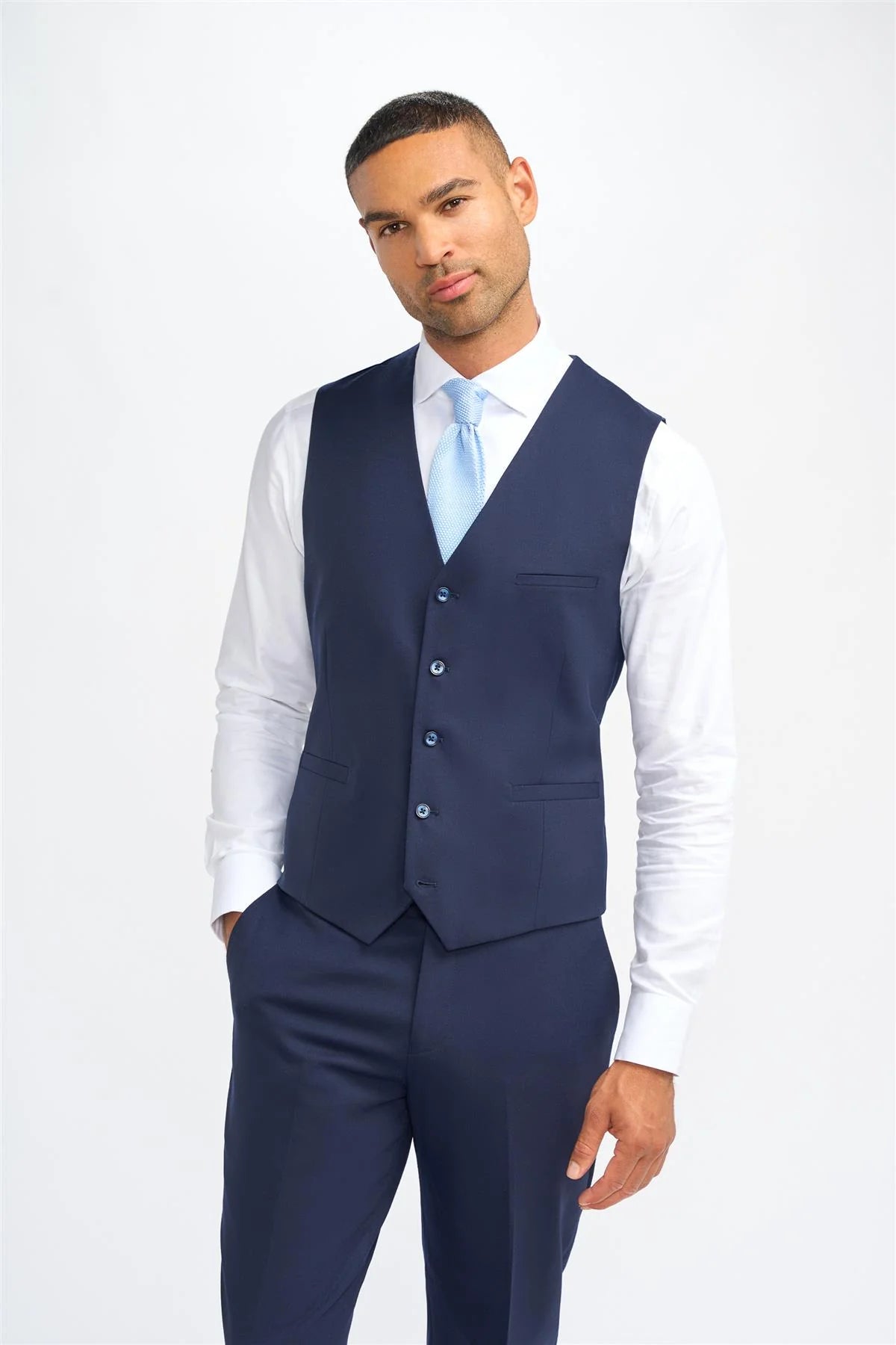 James - Colete masculino de lã azul marinho