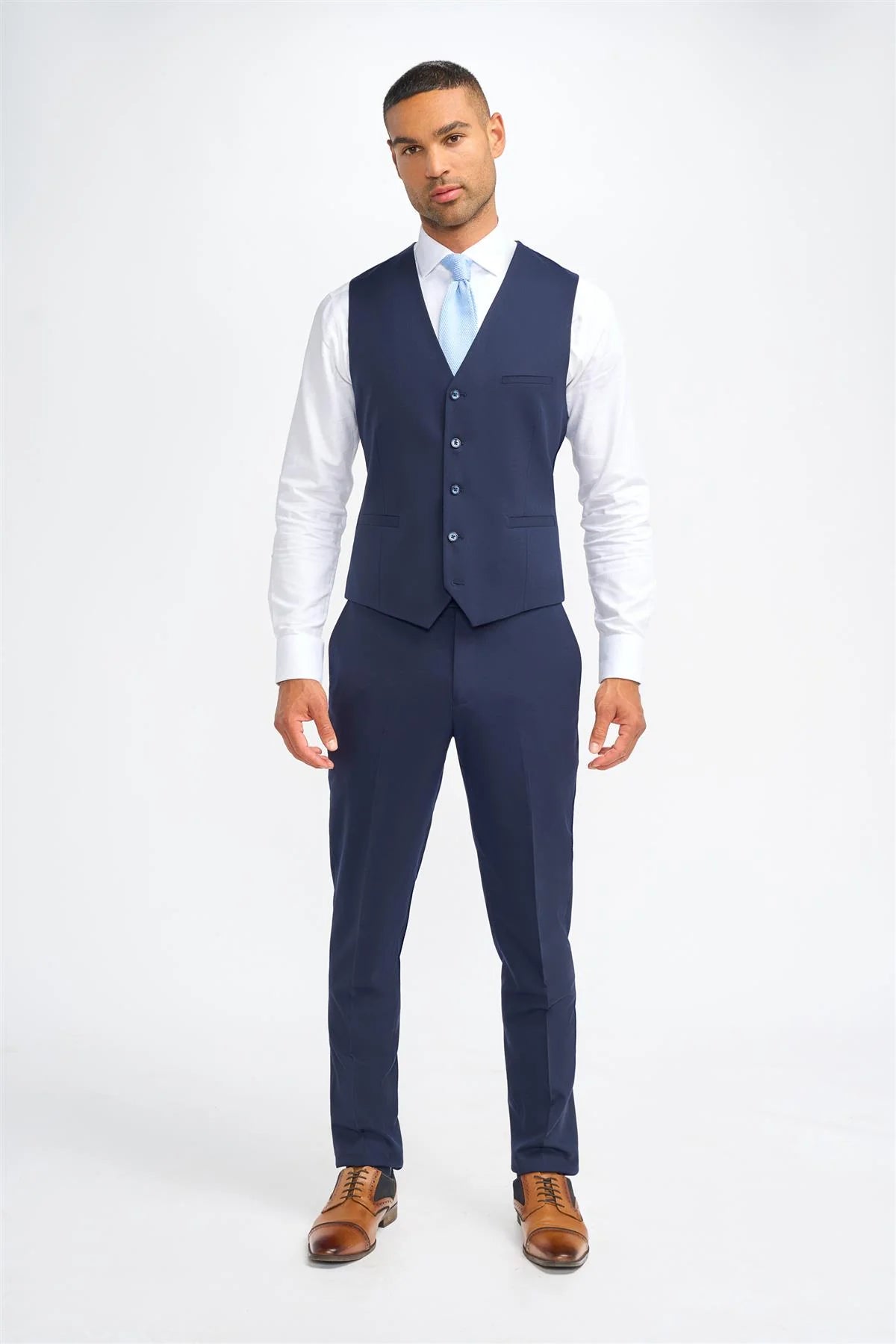 James - Colete masculino de lã azul marinho