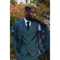 Terno clássico verde de 3 peças James para homem