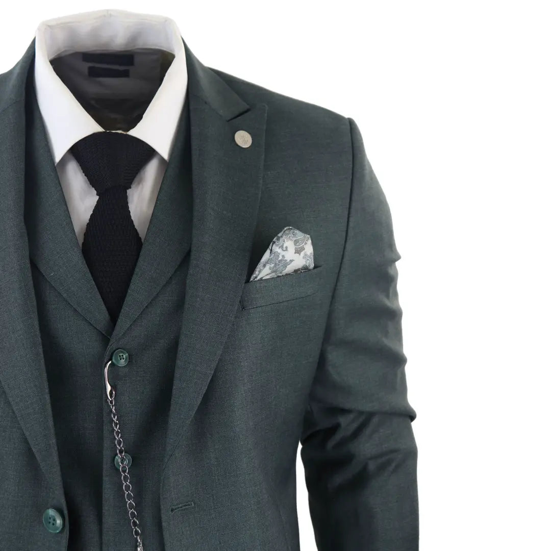 Terno clássico verde de 3 peças James para homem
