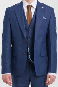 Terno masculino James de 3 peças azul marinho com corte sob medida