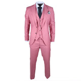 Terno James masculino de 3 peças rosa com corte sob medida