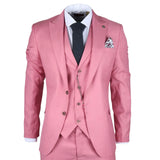Terno James masculino de 3 peças rosa com corte sob medida