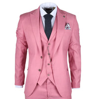 Terno James masculino de 3 peças rosa com corte sob medida