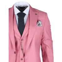 Terno James masculino de 3 peças rosa com corte sob medida