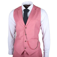 Terno James masculino de 3 peças rosa com corte sob medida