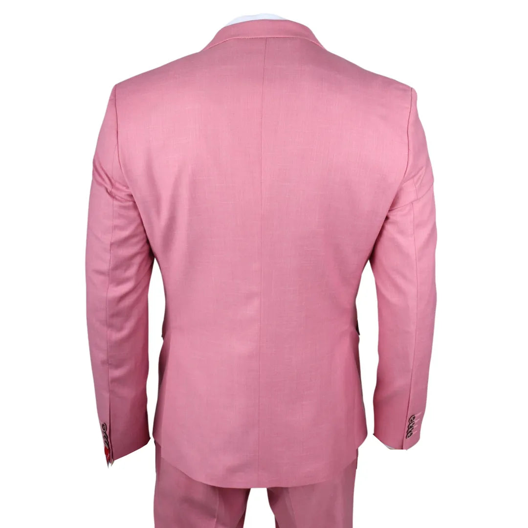 Terno James masculino de 3 peças rosa com corte sob medida