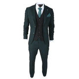 Jasper - Terno masculino de 3 peças verde-oliva com colete preto