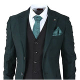 Jasper - Terno masculino de 3 peças verde-oliva com colete preto