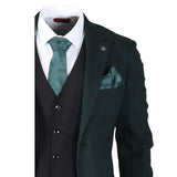 Jasper - Terno masculino de 3 peças verde-oliva com colete preto