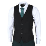 Jasper - Terno masculino de 3 peças verde-oliva com colete preto