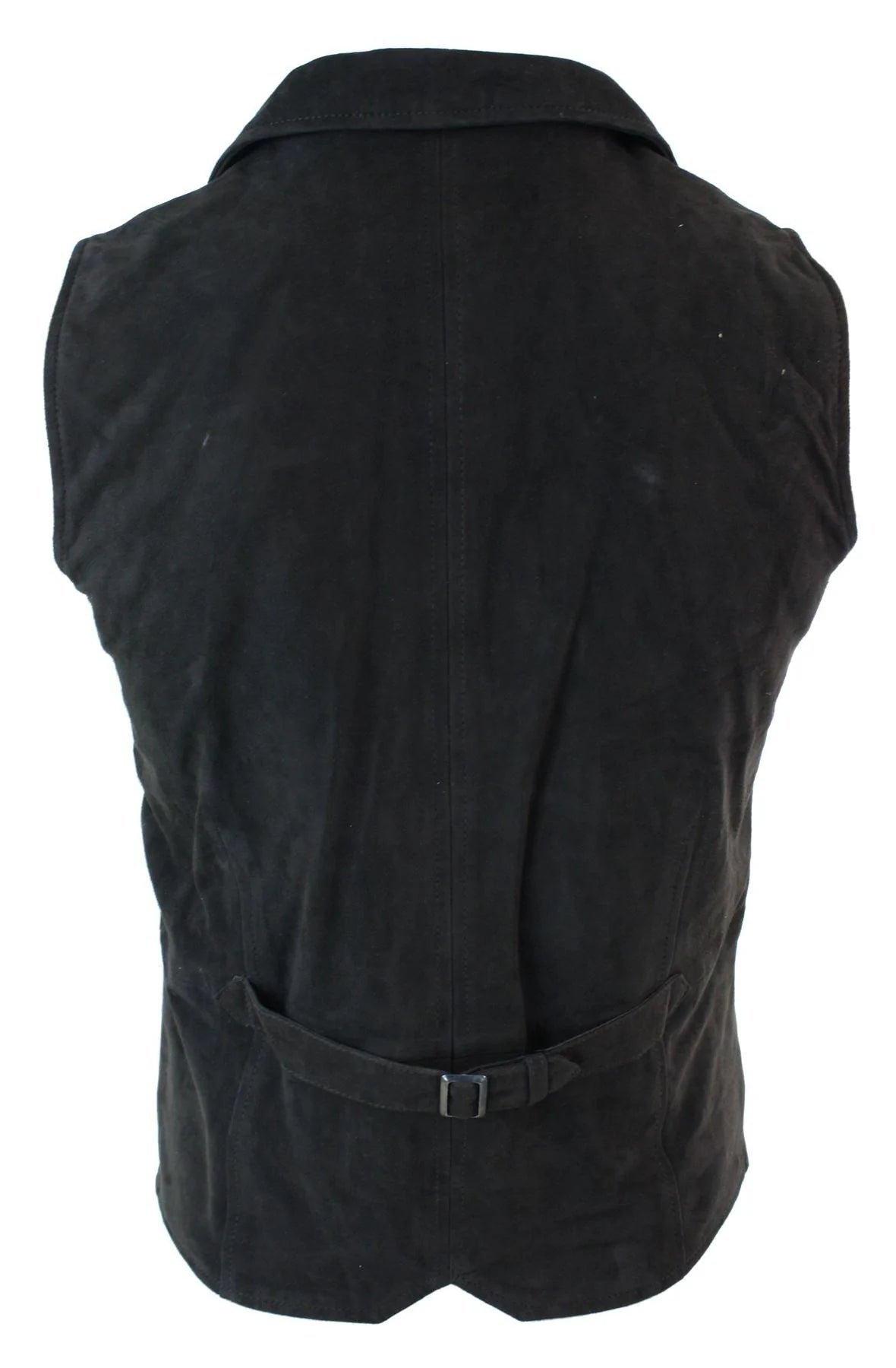 Colete masculino de camurça marrom, estilo vintage retrô, para ocasiões formais e informais.