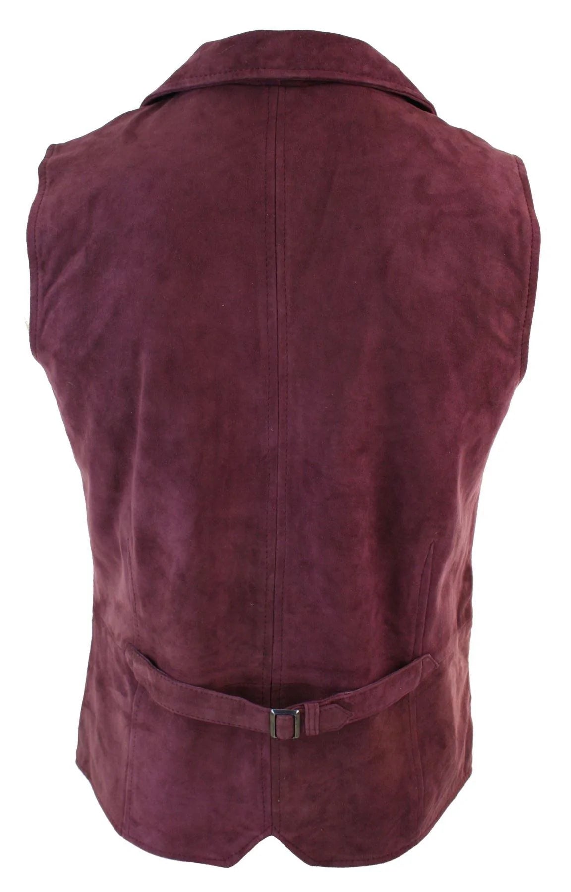 Colete masculino de camurça genuína bordô, estilo vintage retrô, para ocasiões formais e casuais.