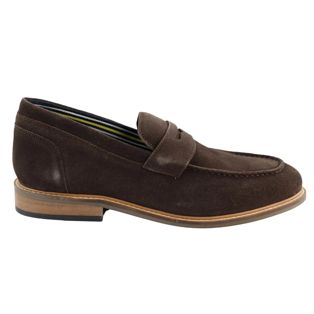Mocassins masculinos de camurça genuína, estilo náutico, marrom, elegantes, casuais e clássicos, com ajuste confortável.