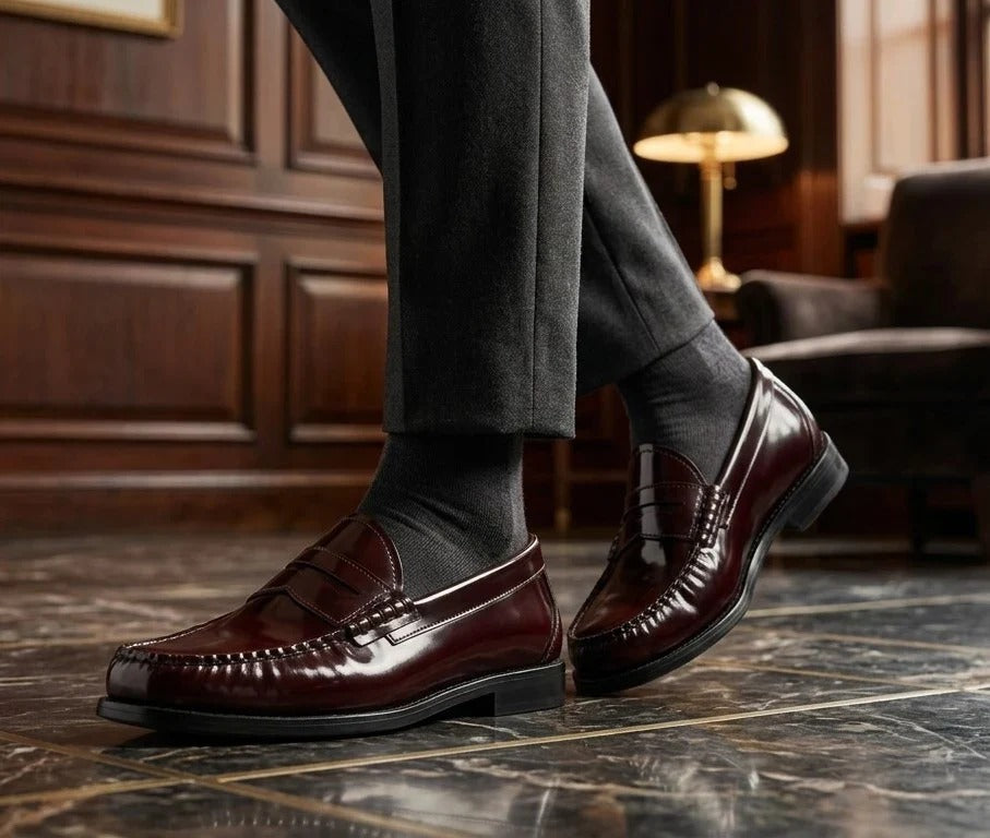 Joseph - Mocassins Penny Masculinos em Verniz Bordô