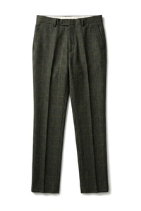 Joshua - Calças masculinas em tweed xadrez verde