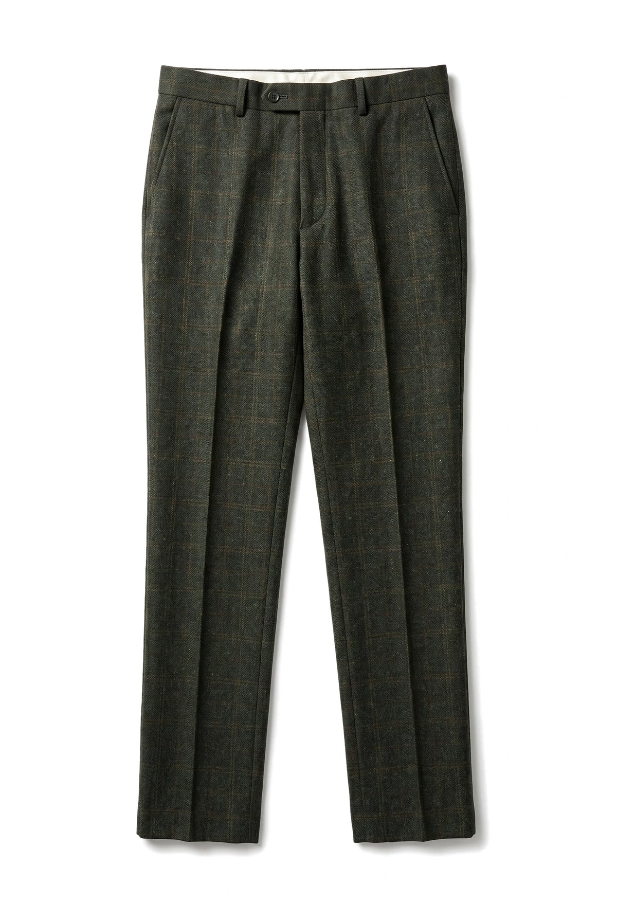 Joshua - Calças masculinas em tweed xadrez verde