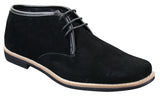 Bota Chelsea de cano baixo em camurça Elong K16 para homem, com cadarço, modelo Chukka, interior em couro, preta.
