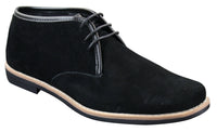 Bota Chelsea de cano baixo em camurça Elong K16 para homem, com cadarço, modelo Chukka, interior em couro, preta.