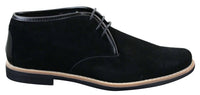 Bota Chelsea de cano baixo em camurça Elong K16 para homem, com cadarço, modelo Chukka, interior em couro, preta.