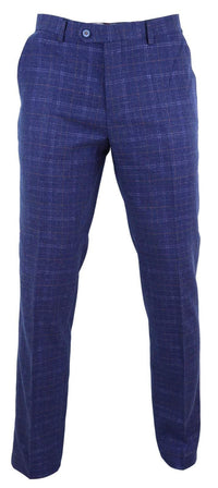 Calças masculinas de tweed xadrez azul - Cavani Kaiser