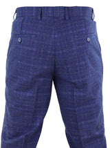 Calças masculinas de tweed xadrez azul - Cavani Kaiser