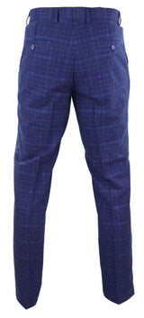 Calças masculinas de tweed xadrez azul - Cavani Kaiser