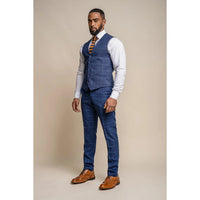 Colete masculino Kaiser em tweed xadrez azul