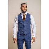 Colete masculino Kaiser em tweed xadrez azul