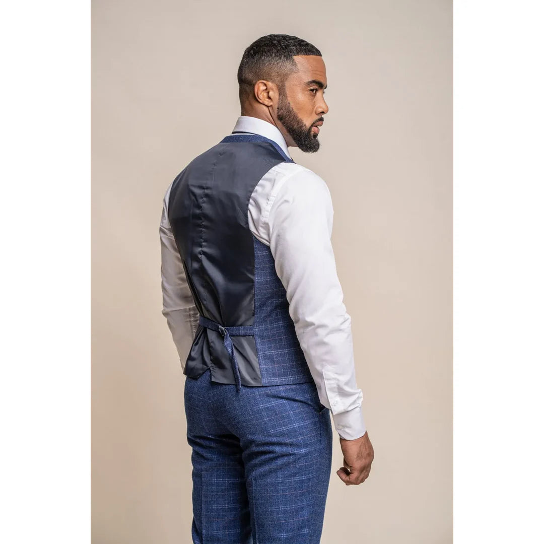 Colete masculino Kaiser em tweed xadrez azul