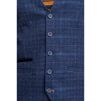 Colete masculino Kaiser em tweed xadrez azul
