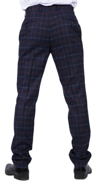 Kenneth - Calças masculinas xadrez em tweed azul-marinho