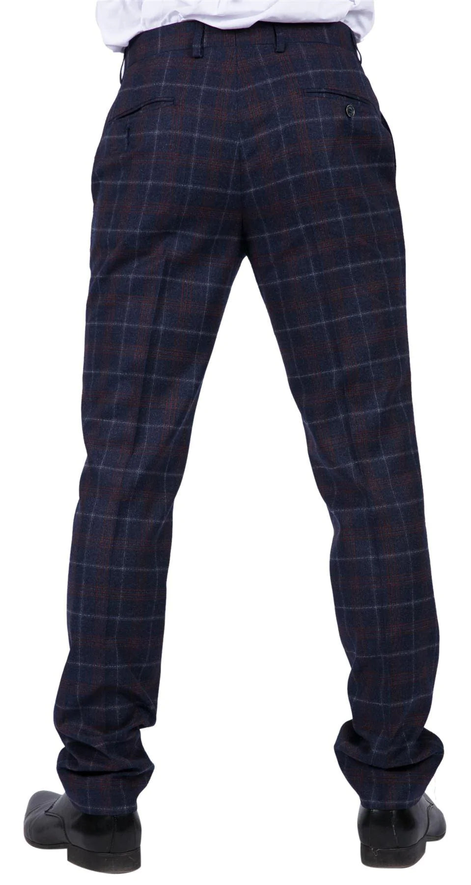 Kenneth - Calças masculinas xadrez em tweed azul-marinho