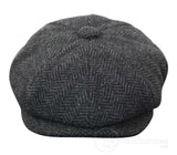 Boné infantil Peaky Blinders Newsboy em tweed espinha de peixe com 8 painéis