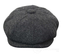 Boné infantil Peaky Blinders Newsboy em tweed espinha de peixe com 8 painéis