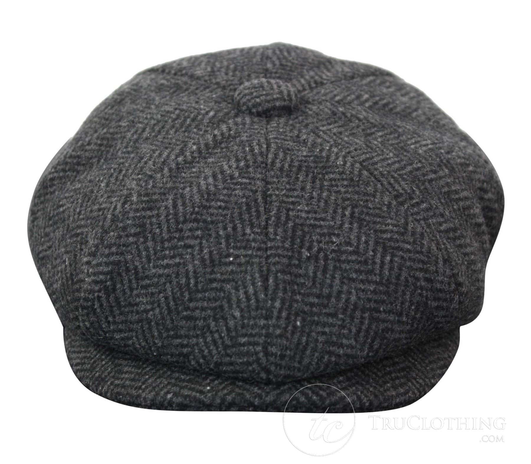 Boné infantil Peaky Blinders Newsboy em tweed espinha de peixe com 8 painéis