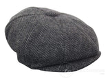 Boné infantil Peaky Blinders Newsboy em tweed espinha de peixe com 8 painéis