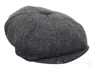 Boné infantil Peaky Blinders Newsboy em tweed espinha de peixe com 8 painéis