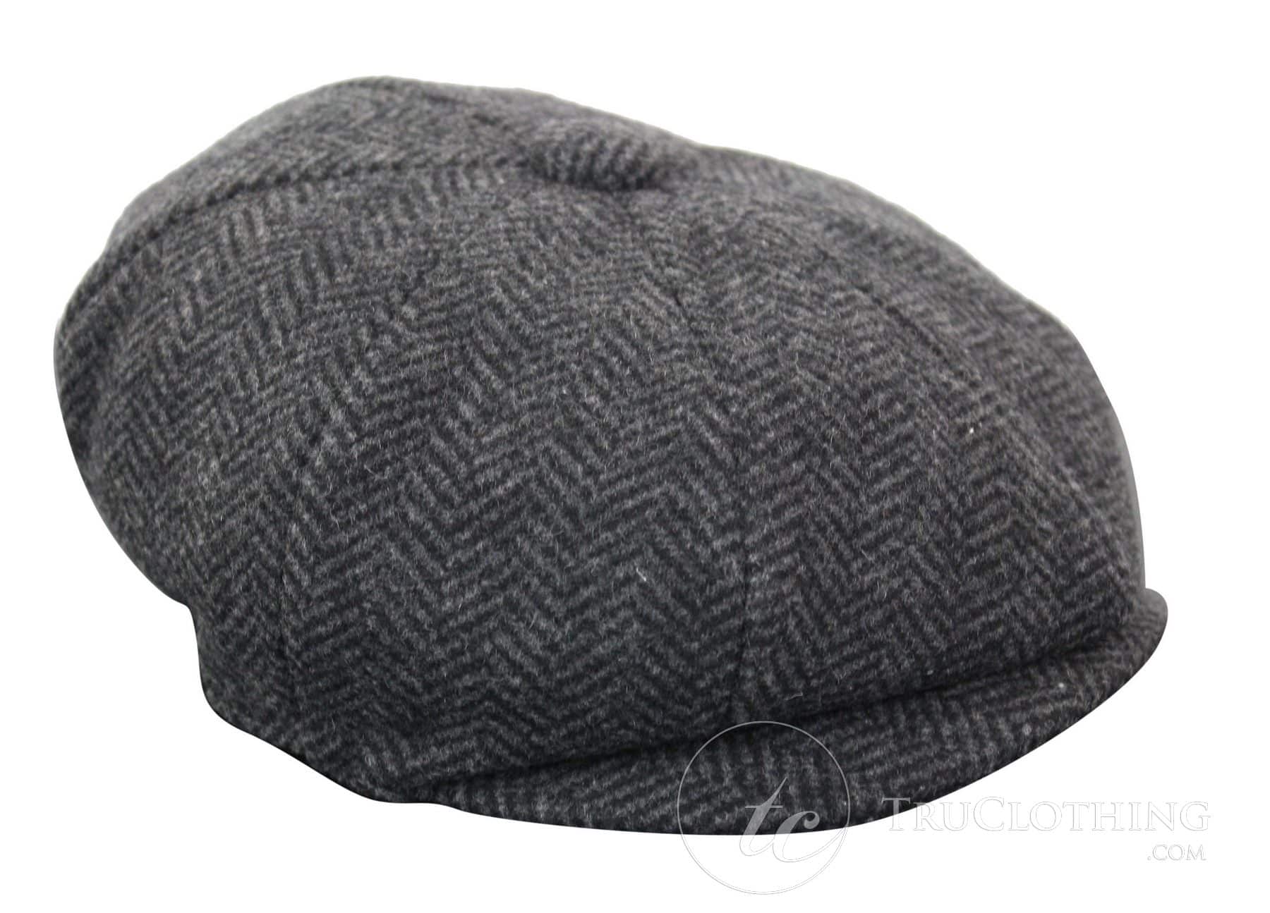 Boné infantil Peaky Blinders Newsboy em tweed espinha de peixe com 8 painéis