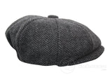 Boné infantil Peaky Blinders Newsboy em tweed espinha de peixe com 8 painéis