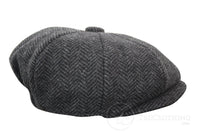 Boné infantil Peaky Blinders Newsboy em tweed espinha de peixe com 8 painéis