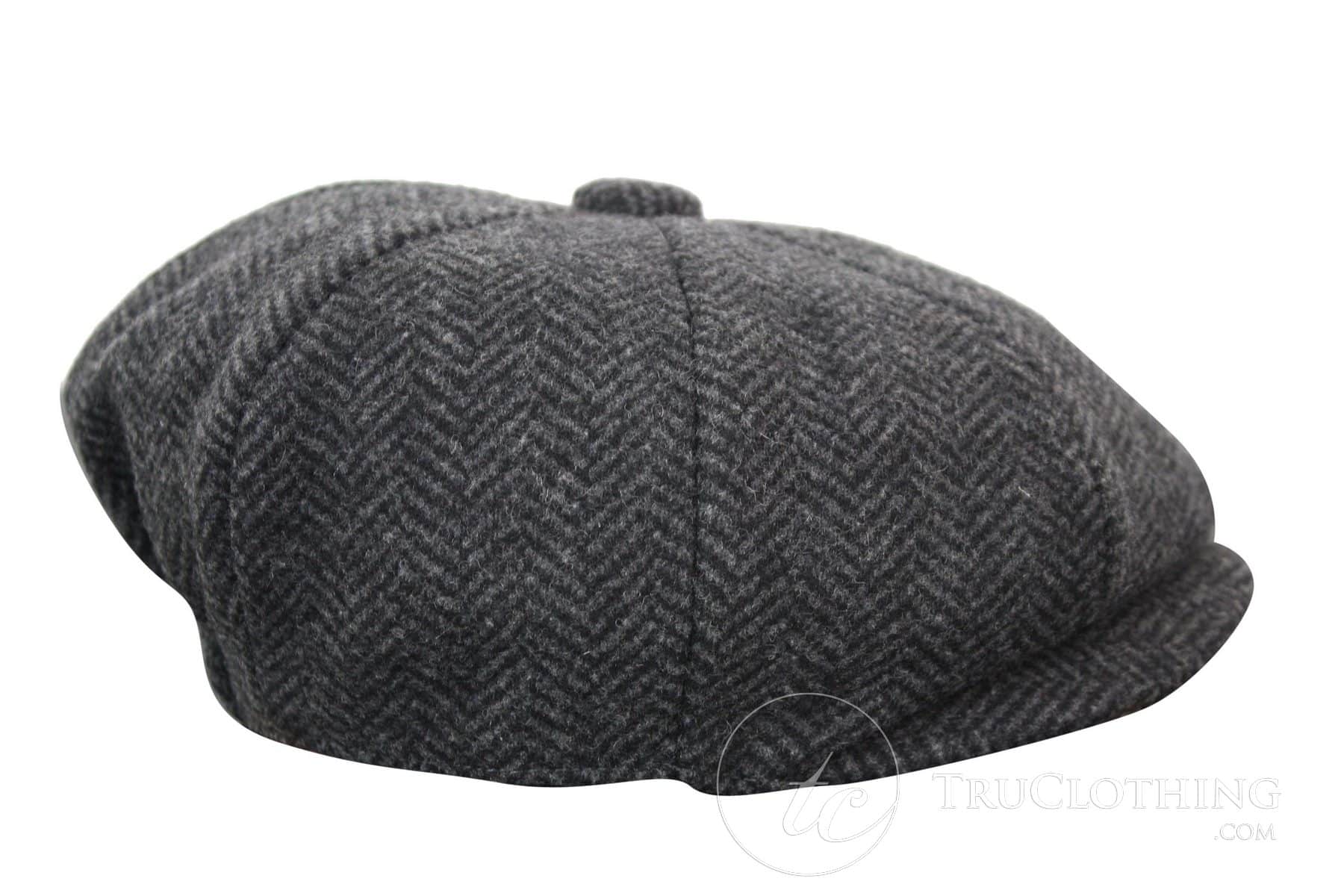 Boné infantil Peaky Blinders Newsboy em tweed espinha de peixe com 8 painéis