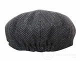 Boné infantil Peaky Blinders Newsboy em tweed espinha de peixe com 8 painéis