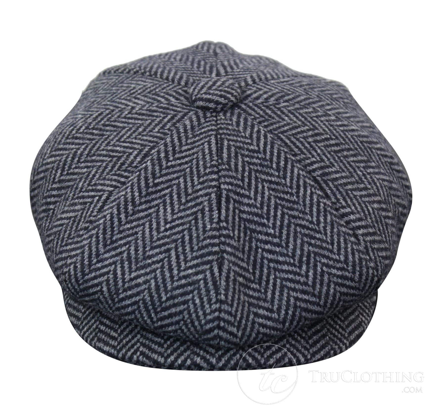 Boné infantil Peaky Blinders Newsboy em tweed espinha de peixe com 8 painéis